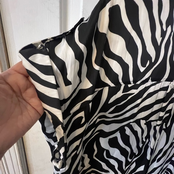 Lane Bryant Black and White Zebra-Print Button Blouse - Picture 4 of 4